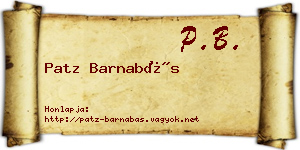 Patz Barnabás névjegykártya