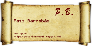 Patz Barnabás névjegykártya